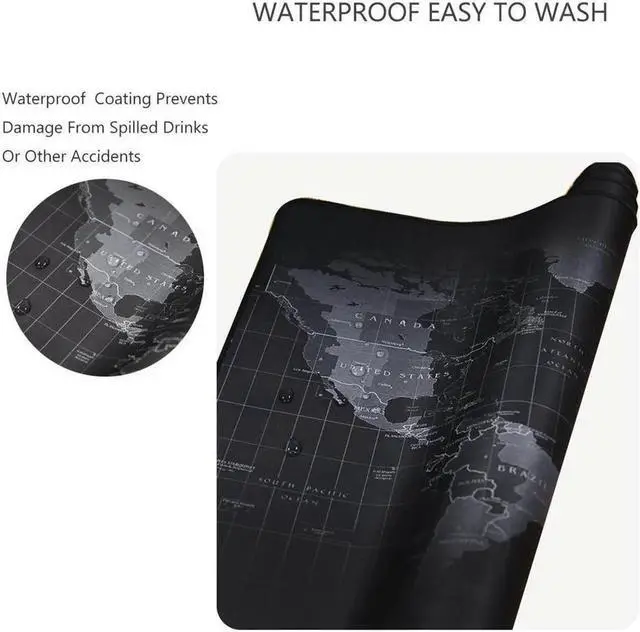 Alt view image 4 of 6 - World Map Gaming Mouse Pad Large Size (900x400x2mm/35.5x15.8x0.08") Extended Mouse Mat Water-Resistant Mouse Pads with Non-Slip Rubber Base for Keyboard and Mouse