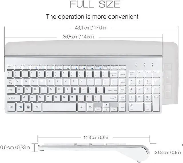 Alt view image 3 of 7 - Wireless Keyboard and Mouse Combo - Office PC Keyboard and Optical Wireless Mice for Computer, Laptop, PC, Desktop, Notebook, Windows 7, 8, 10-(White)