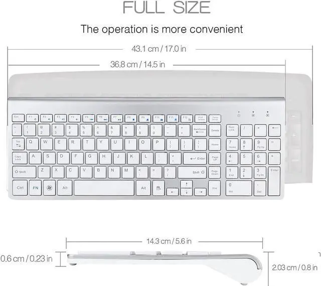 Alt view image 4 of 7 - Wireless Mute Keyboard and Mouse Combo,for Computer, Laptop, PC, Desktop, Notebook, Windows 7, 8, 10-(White)