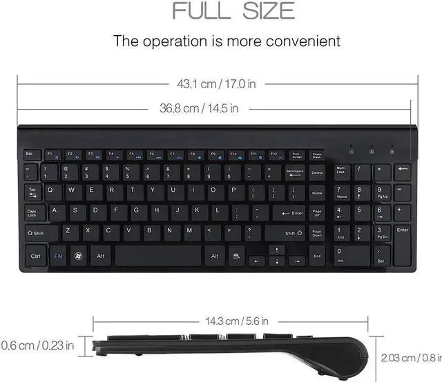 Alt view image 6 of 7 - Wireless Keyboard and Mouse,Jansicotek 2.4GHz Ultra Thin Full Size Wireless Keyboard Mouse Combo Set with Number Pad for Computer, Laptop, PC, Desktop, Notebook, Windows 7, 8, 10 (Black)