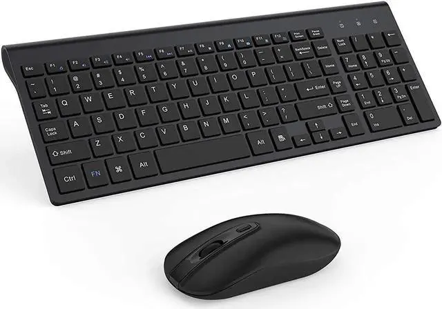 Main image of Wireless Keyboard and Mouse,Jansicotek 2.4GHz Ultra Thin Full Size Wireless Keyboard Mouse Combo Set with Number Pad for Computer, Laptop, PC, Desktop, Notebook, Windows 7, 8, 10 (Black)
