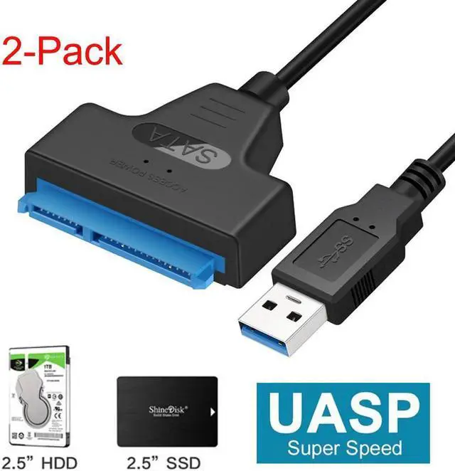 Main image of USB 3.0 to 2.5-Inch SATA SSD and Hard Drive Adapter Cable (Optimized for SSD, Support UASP ), 2-Pack