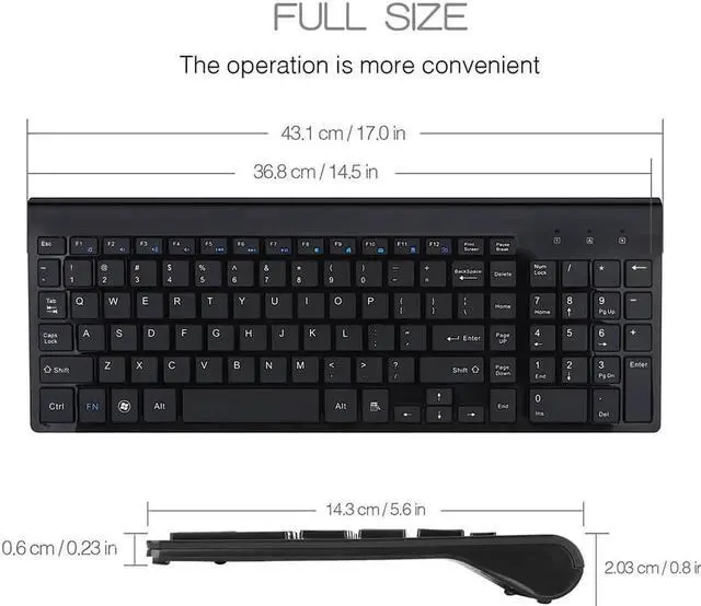 Alt view image 4 of 7 - Wireless Keyboard and Mouse Combo, 2.4GHz Ultra Thin Ergonomic Keyboard Mouse Combo Set for Windows, Laptop, PC, Desktop, Computer and Notebook (Black)