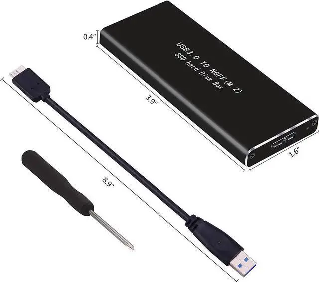 Alt view image 7 of 7 - M.2 SSD Enclosure, M.2 SATA SSD to USB 3.0 External SSD Reader Converter Adapter Enclosure with UASP, Support NGFF M.2 2280 2260 2242 2230 SSD with Key B/Key B+M