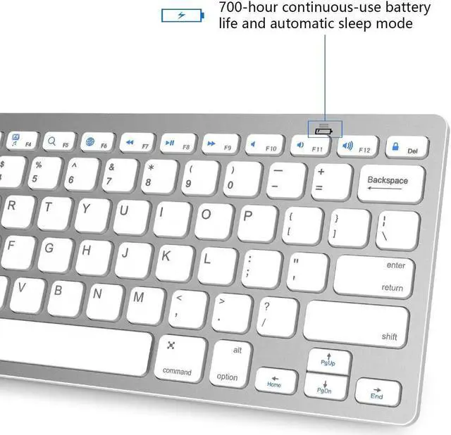 Alt view image 5 of 7 - Bluetooth Keyboard, Universal Wireless Bluetooth Keyboard Ultra Slim for Apple iOS iPad Pro, mini 4, iPhone X/8/7Plus/6, Android Tablets (Galaxy Tab), Windows Mac OS 6.0 & later (White)