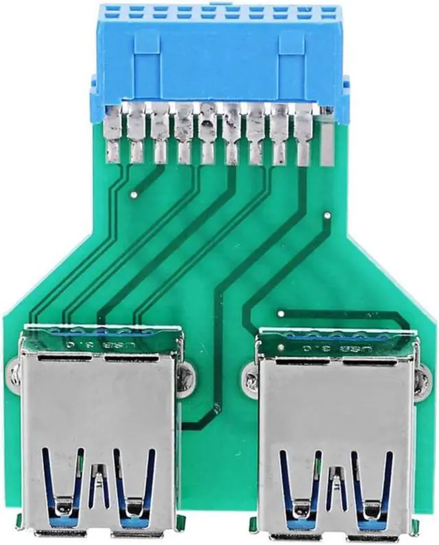 Alt view image 5 of 5 - For Motherboard Dual USB 3.0 A Type Female to Motherboard 20/19 Pin Box Header Slot Adapter PCBA