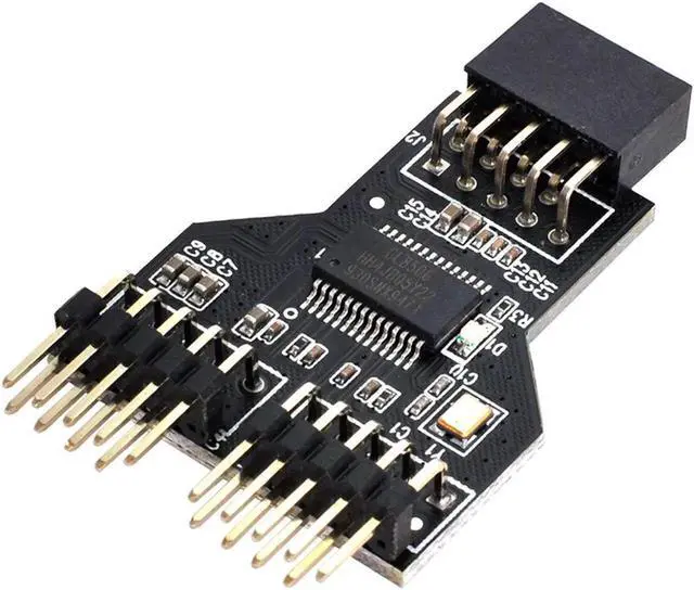 Main image of Motherboard 9pin USB 2.0 Header 1 to 2 Female Extension HUB Connector Adapter Port Multilier