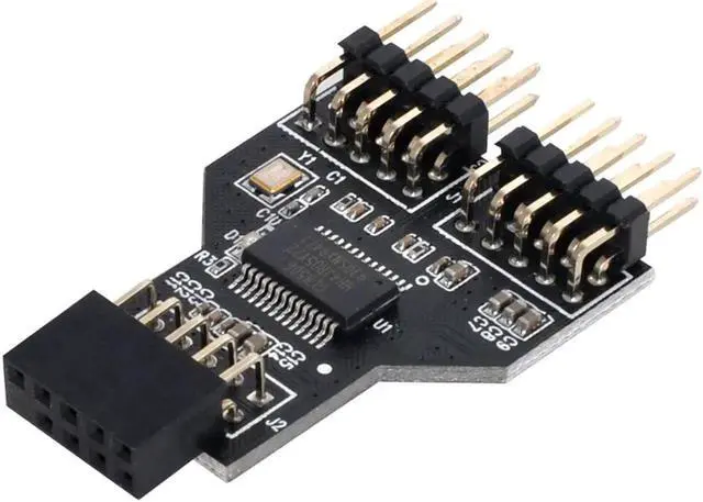 Alt view image 3 of 3 - Motherboard 9pin USB 2.0 Header 1 to 2 Female Extension HUB Connector Adapter Port Multilier