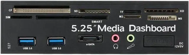 Alt view image 2 of 4 - Multi-Function USB 3.0 Hub eSATA Port Internal Card Reader Dashboard Media Front Panel Audio for SD MS CF TF M2 MMC Memory Cards