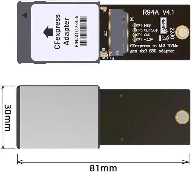 Alt view image 2 of 3 - CF-Express Type-B to NVMe 2230 M.2 M-Key CH SN530 SSD Adapter CFE for XBOX Series X&S PCIe4.0 Expansion Memory Card