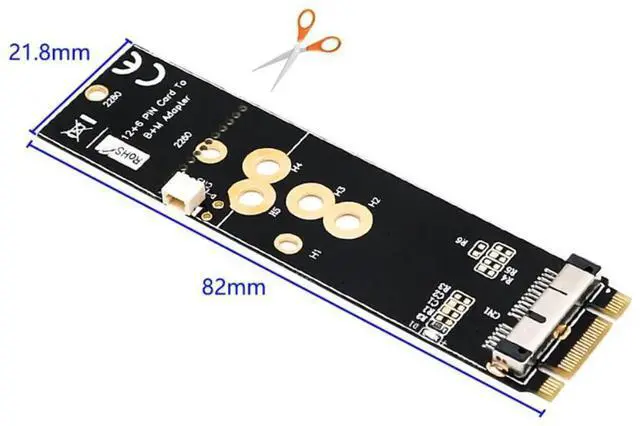 Alt view image 5 of 6 - BCM94360CD BCM94360CS2 BCM943224PCIEBT2 12+6 Pin Bluetooth WiFi Wireless Card Module to M.2 NGFF Key B+M Adapter for Mac OS