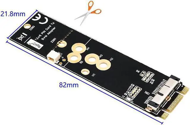 Alt view image 2 of 3 - BCM94360CD BCM94360CS2 BCM943224PCIEBT2 12+6 Pin Bluetooth WiFi Wireless Card Module to M.2 NGFF Key B+M Adapter for Mac OS