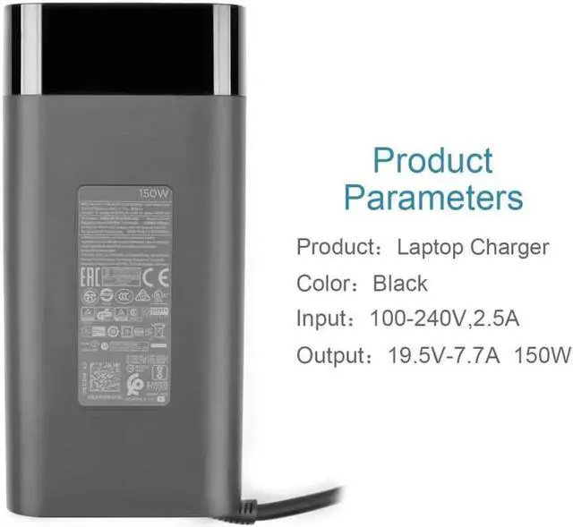Alt view image 3 of 3 - fit for 150W 7.7A Charger Power Adapter fit for HP OMEN 15 17/Pavilion Gaming 15 17 Laptop/Zbook 15 G3 G4 G5 G6,