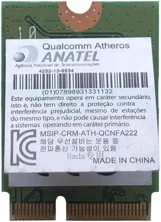 Alt view image 2 of 3 - Atheros QCNFA222 AR5BWB222 802.11a/b/g/n Wireless WIFI Bluetooth Card 2.4GHz 5GHz WiFi + BT 4.0 NGFF Wlan