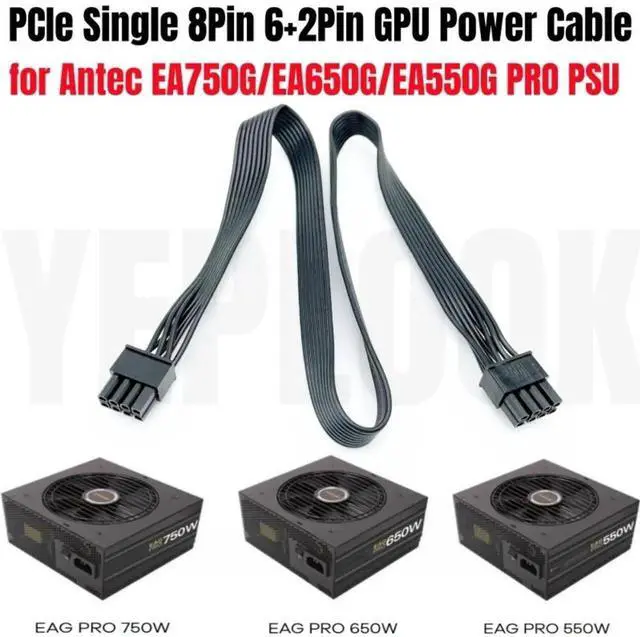 Main image of PCI-E Single 8Pin 6+2Pin VGA Graphics Card GPU Power Cable for Antec EAG 750W, 650W, 550W PRO Earthwatts Gold Semi Modular Power