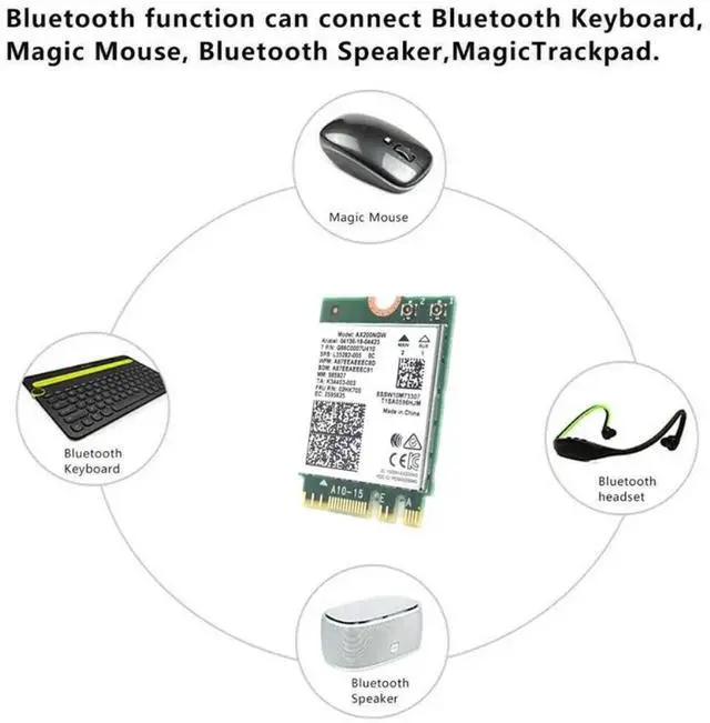 Alt view image 2 of 4 - AX200NGW WiFi Card with 6DB SMA Antenna 3000Mbps WiFi 6 M.2 NGFF Bluetooth 5.1 2.4G/5G