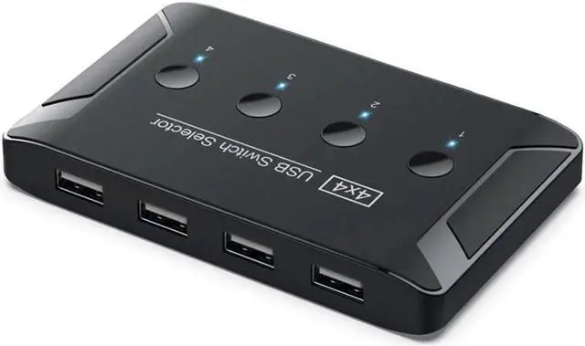 Main image of KVM USB 2.0 Switch Selector 4 Port PCs Sharing 4 Devices for Keyboard Mouse Scanner Printer