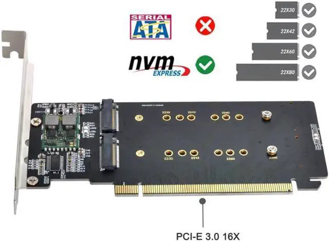 Alt view image 2 of 3 - 4X NVME M.2 AHCI to PCIE Express 3.0 Gen3 X16 Raid Card VROC Raid0 Hyper Adapter