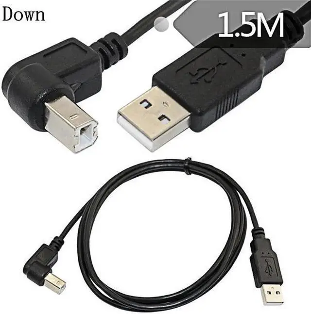 Alt view image 3 of 5 - USB 2.0 A Male to USB B Male Type B BM Up&Down&Right & Left Angle Printer scanner 90 degree cable 150cm BM Angled Cable