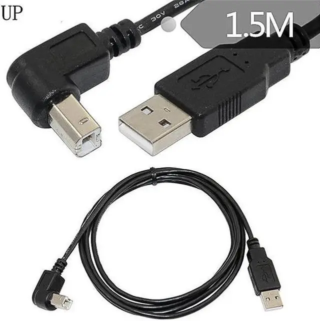 Alt view image 4 of 5 - USB 2.0 A Male to USB B Male Type B BM Up&Down&Right & Left Angle Printer scanner 90 degree cable 150cm BM Angled Cable