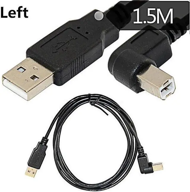 Alt view image 2 of 5 - USB 2.0 A Male to USB B Male Type B BM Up&Down&Right & Left Angle Printer scanner 90 degree cable 150cm BM Angled Cable