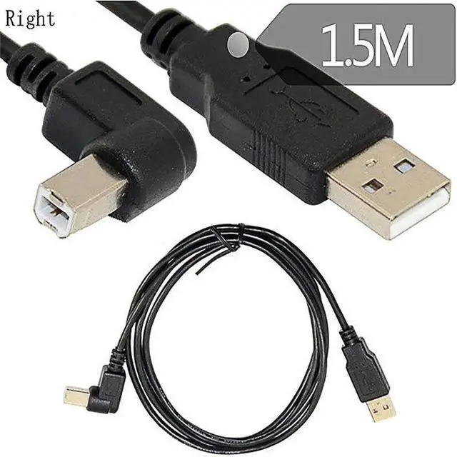 Alt view image 5 of 5 - USB 2.0 A Male to USB B Male Type B BM Up&Down&Right & Left Angle Printer scanner 90 degree cable 150cm BM Angled Cable