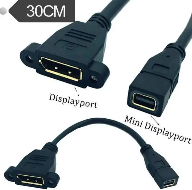 Alt view image 6 of 6 - Cable Mini DisplayPort to DP Female Video Adapter Thunderbolt with Socket Panel Mount