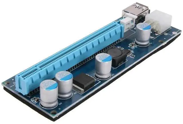 Alt view image 5 of 6 - 006C PCI-E 1X to 16X Extender Riser Card 6Pin Power Adapter Cord with LED Indicator for Bitcoin Miner