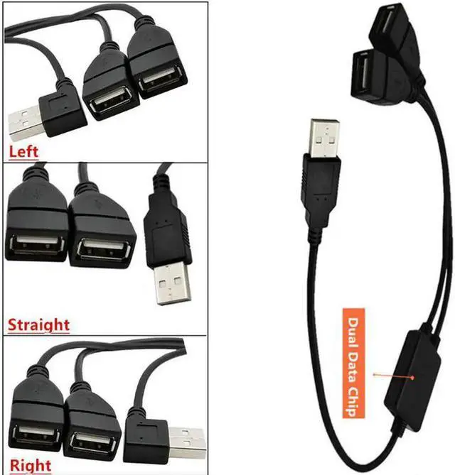 Main image of USB 2.0 A Male plug to 2 dual USB A Female jack Y splitter Hub adapter Cable 0.3m with Chip