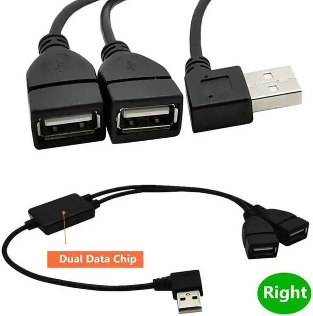 Alt view image 4 of 6 - USB 2.0 A Male plug to 2 dual USB A Female jack Y splitter Hub adapter Cable 0.3m with Chip