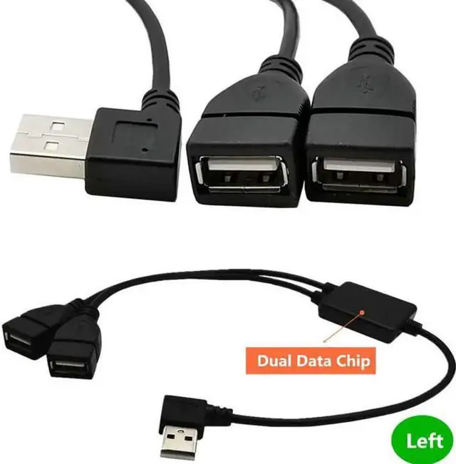 Alt view image 2 of 6 - USB 2.0 A Male plug to 2 dual USB A Female jack Y splitter Hub adapter Cable 0.3m with Chip