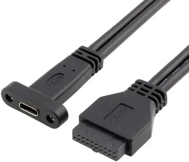 Alt view image 3 of 5 - 50cm USB 3.0 20 Pin Motherboard Header to USB Type C Female Cable with Bracket