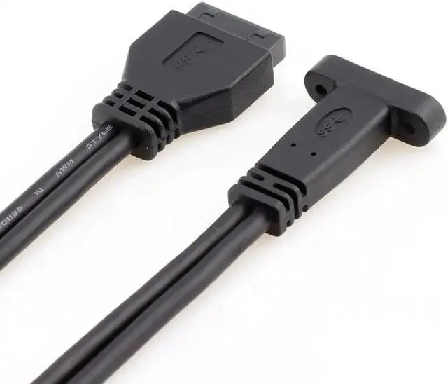 Alt view image 5 of 5 - 50cm USB 3.0 20 Pin Motherboard Header to USB Type C Female Cable with Bracket