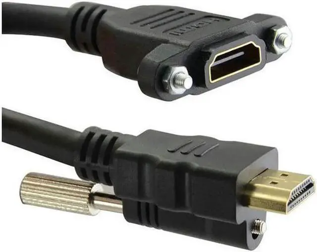Alt view image 2 of 4 - Gold Plated HDMI-compatible Extension Cable Male to Female With Screw Panel Mount V1.4 1080P For HDTV PS3 XBOX 360