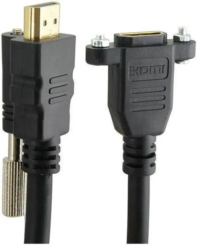 Alt view image 3 of 4 - Gold Plated HDMI-compatible Extension Cable Male to Female With Screw Panel Mount V1.4 1080P For HDTV PS3 XBOX 360