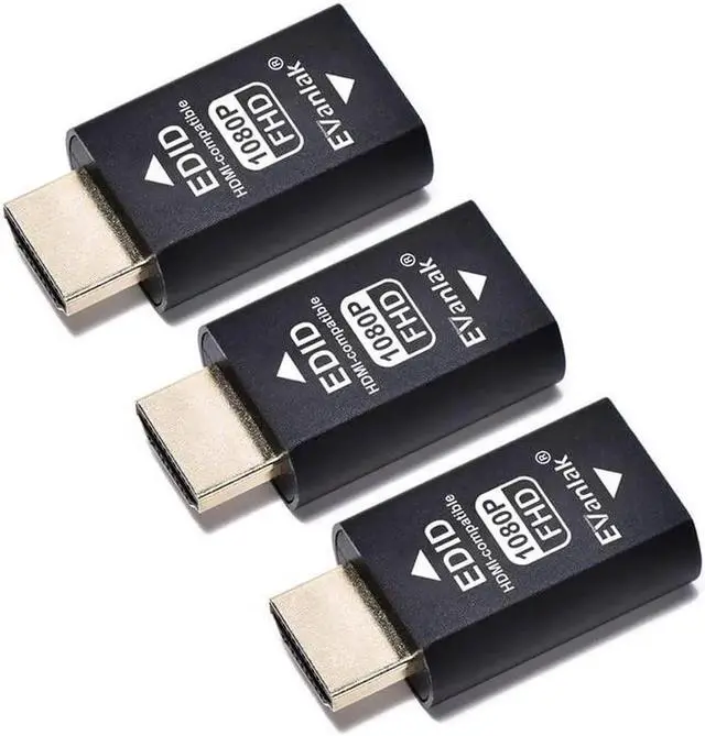Main image of EVanlak Hdmi Edid Emulator Passthrough Eliminated Emulator Adapter 3rd Generrtion Work with Mac Thunderbolt to HDMI Switches/Extender/AV Receiver/Video Splitters -1920X1080@59hz-3pack