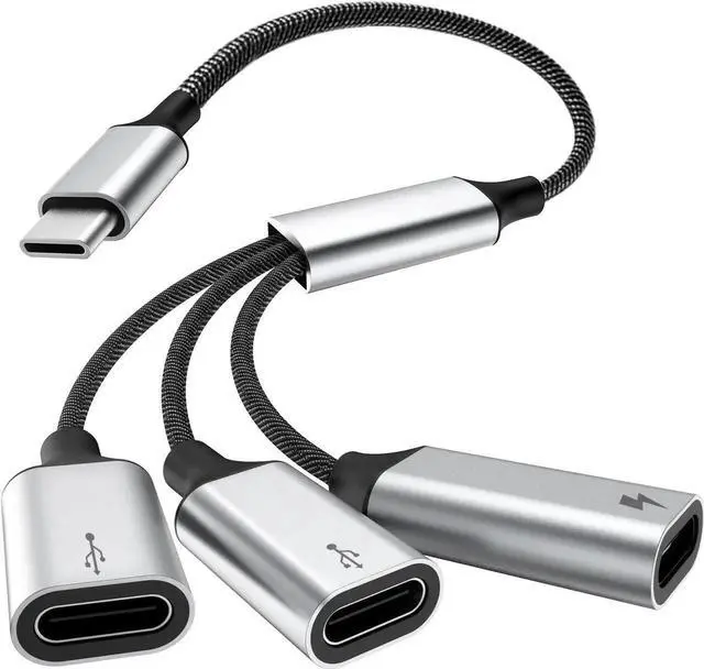 Main image of USB C Splitter Cable USB C Male to 3 USB C Female Adapter with Fast Charging Data Transfer 3 in 1 OTG Type C Cord Converter for iPhone 15/16/Pro/Pro Max/Plus iPad Pro/Air Mac Samsung