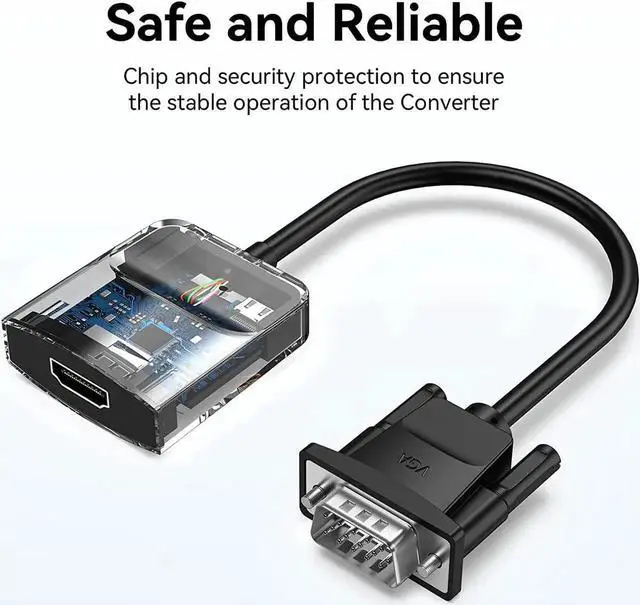Alt view image 6 of 7 - VGA to HDMI Adapter-1080P Video Dongle Adaptador VGA Converter with Audio Cable (1.5FT) Male to Female for PC Monitor HDTV (Note: VGA to HDMI Only Not Bi-Directional)