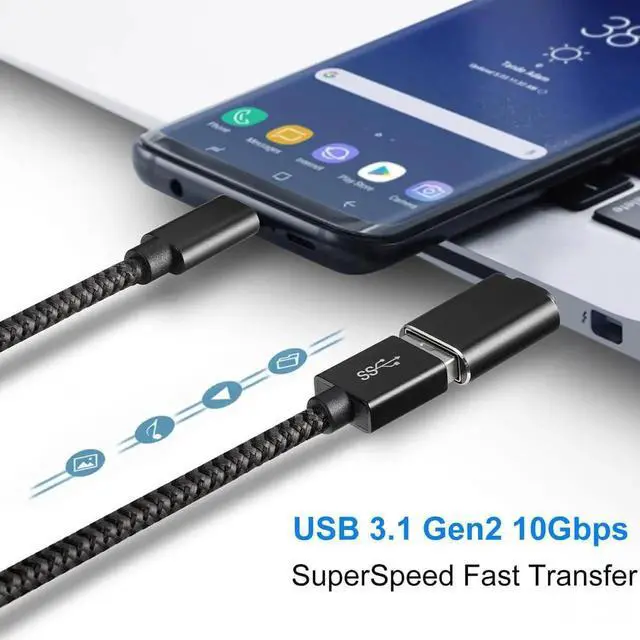 Alt view image 2 of 7 - USB C to USB Adapter USB C Adapter Type C Male to USB 3.1 Female Adaptor OTG USB Adapter to USB C Compatible with MacBook Pro Samsung Galaxy Type-C Smartphones Tablets and Laptops (Black)