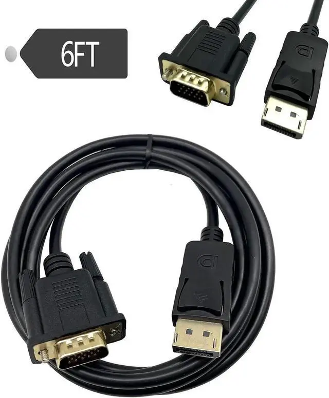 Alt view image 5 of 7 - Displayport to VGA Cable Dafensoy DisplayPort to VGA Adapter Gold Plated DP Male to VGA Male Cable for Connects DP Port from Desktop Laptop to Monitor Projector with VGA Port (1.8m/6Feet)