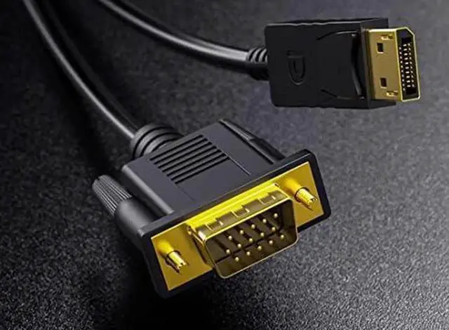 Alt view image 6 of 7 - Displayport to VGA Cable Dafensoy DisplayPort to VGA Adapter Gold Plated DP Male to VGA Male Cable for Connects DP Port from Desktop Laptop to Monitor Projector with VGA Port (1.8m/6Feet)