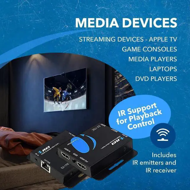 Alt view image 2 of 7 - 4K HDMI over Ethernet Extender Over CAT5/CAT6/CAT7 with IR Upto 164 Feet - Loop Out - 4K @ 30Hz 1080P Full HD Signal Distribution (EX-170C)