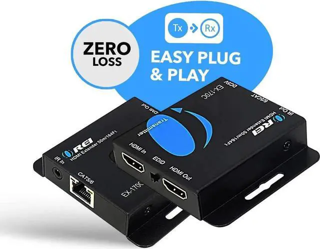 Alt view image 7 of 7 - 4K HDMI over Ethernet Extender Over CAT5/CAT6/CAT7 with IR Upto 164 Feet - Loop Out - 4K @ 30Hz 1080P Full HD Signal Distribution (EX-170C)