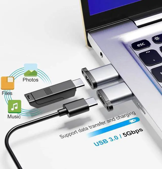 Alt view image 6 of 7 - USB to C Adapter 6 Pack USB to USBC Adapter USB A to C Adapter USBC to USB Adapter USB 3.0 to USB C Female USB-C to USB Adapter for iPhone 15 14 13 MacBook iPad AirPods and More Grey