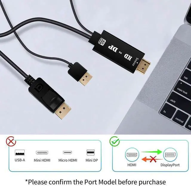 Alt view image 5 of 7 - HDMI to DisplayPort Cable 4K@60 Hz HDMI Source to DisplayPort Monitor 6 Feet HDMI to DP Cable for Laptop PS5 PS4 Pro PC to Monitor