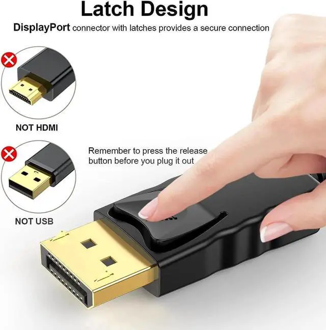 Alt view image 6 of 7 - DisplayPort to VGA Cable 6 Ft 2-Pack Display Port DP to VGA Adapter Cord Male to Male HD Video 1080P for Computer Monitor TV Projector