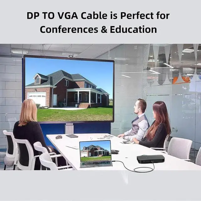 Alt view image 4 of 7 - DisplayPort to VGA Cable 6 Ft 2-Pack Display Port DP to VGA Adapter Cord Male to Male HD Video 1080P for Computer Monitor TV Projector