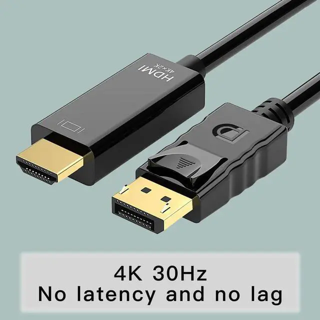 Alt view image 5 of 7 - 4K DisplayPort to HDMI 6 Feet Cable Uni-Direction DP 1.2 Computer to HDMI 1.4 Screen Cable Compatible with HP ThinkPad AMD NVIDIA Desktop and More
