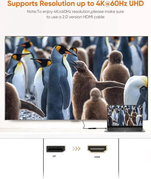 Alt view image 4 of 7 - Active DP to HDMI 4K 60Hz DisplayPort to HDMI Adapter Support UHD 4K @60Hz Audio/Video Eyefinity Multi-Screen Compatible Black