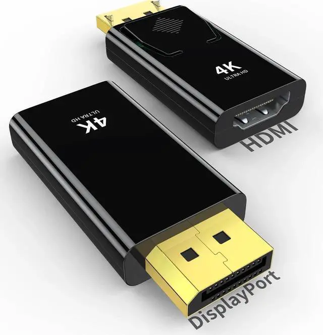 Main image of 4K DisplayPort to HDMI Adapter 2-Pack 24K Gold Plated Uni-Directional Display Port DP to HDMI Passive Adapter Compatible for HP HDTV AMD NVIDIA GPU Projector PC Desktop